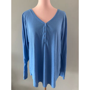 Women's a.n.a Top XXL Blue Long Sleeve V-Neck